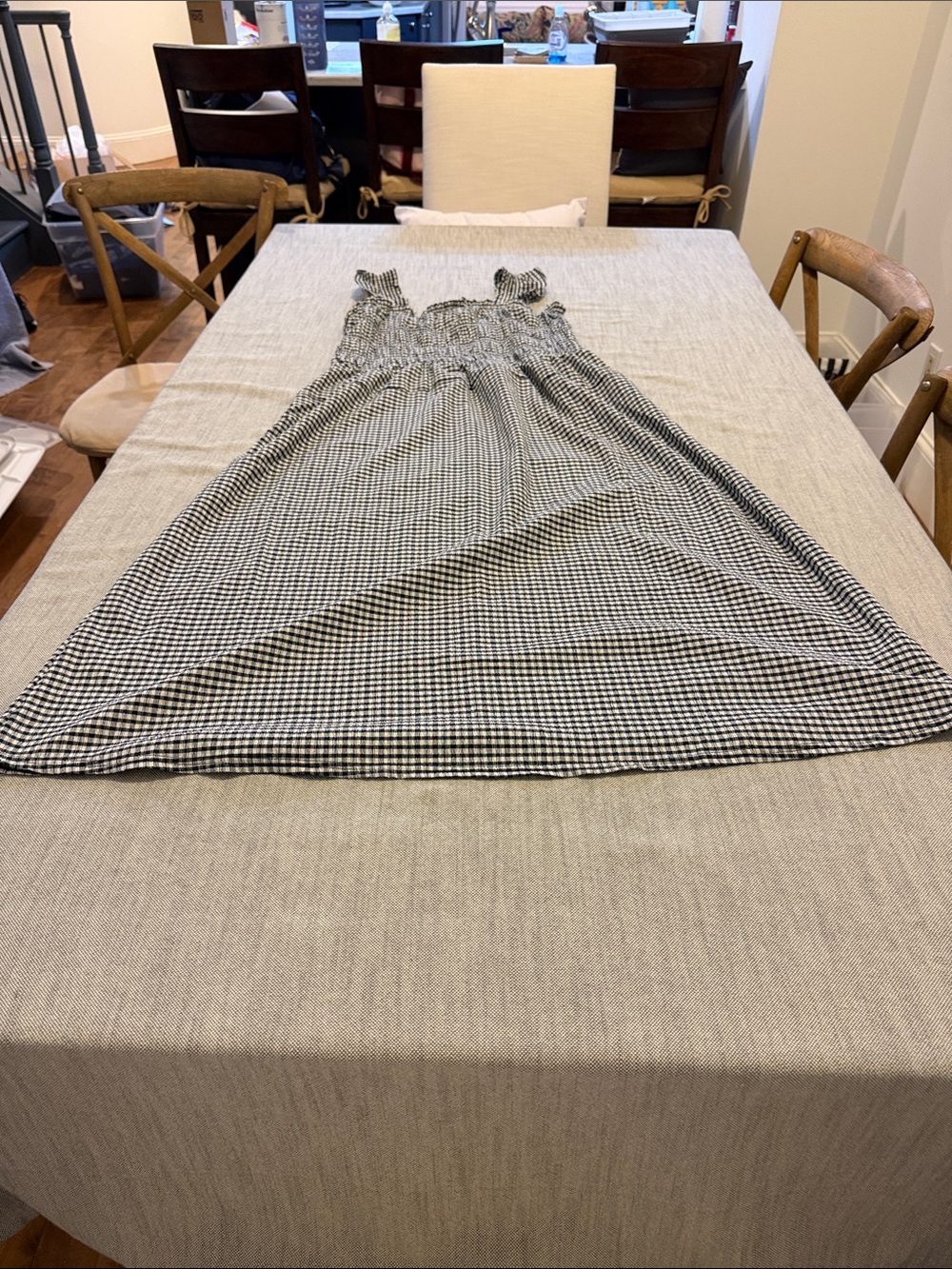 Old Navy Black and White Gingham Midi Dress